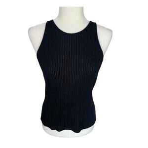 Emanuel Ungaro Wool Blend Tank Top Gold Metallic Black Size M Quiet Luxury Chic